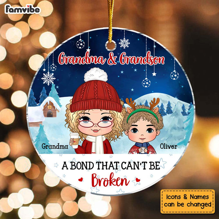 Personalized Christmas Gift Grandson Grandma A Bond Can't Be Broken Circle Ornament 30629 1
