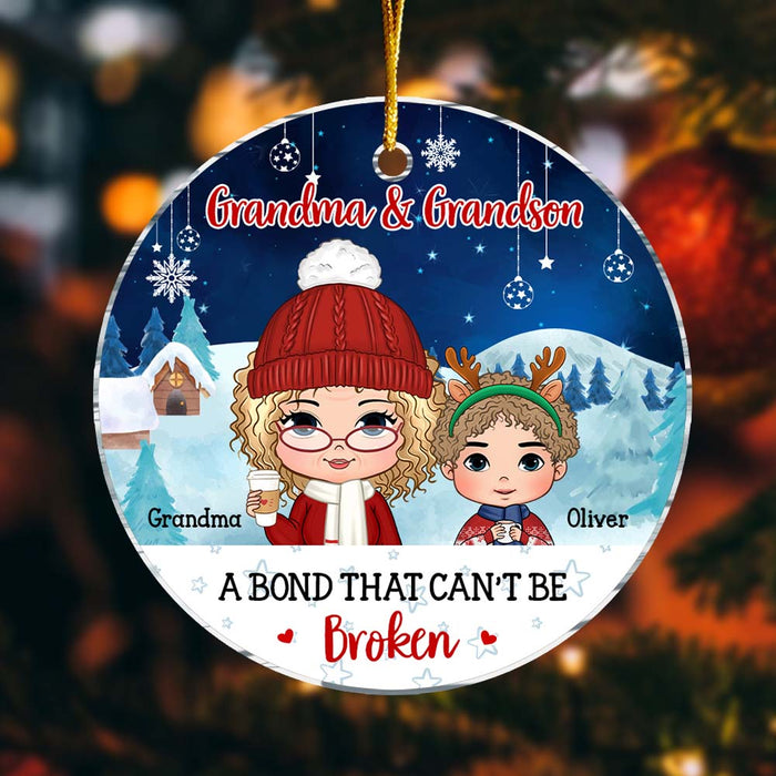 Personalized Christmas Gift Grandson Grandma A Bond Can't Be Broken Circle Ornament 30629 1