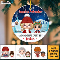 Personalized Christmas Gift Grandson Grandma A Bond Can't Be Broken Circle Ornament 30629 thumb 1