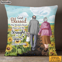 Personalized Old Couple Anniversary God Blessed The Broken Road Pillow 30633 thumb 1