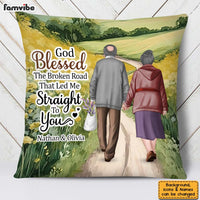 Personalized Old Couple Anniversary God Blessed The Broken Road Pillow 30633 thumb 1