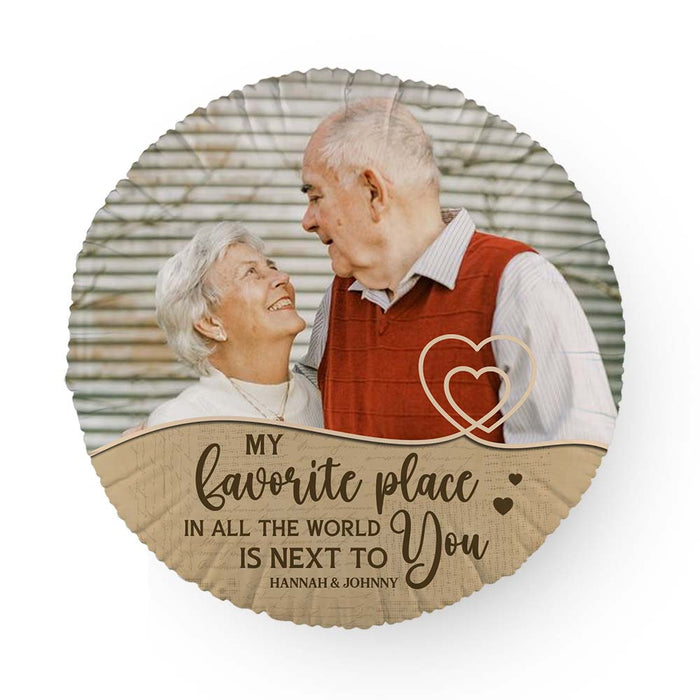 Personalized My Favorite Place in All the World Is Next to You Shaped Pillow 30638 1