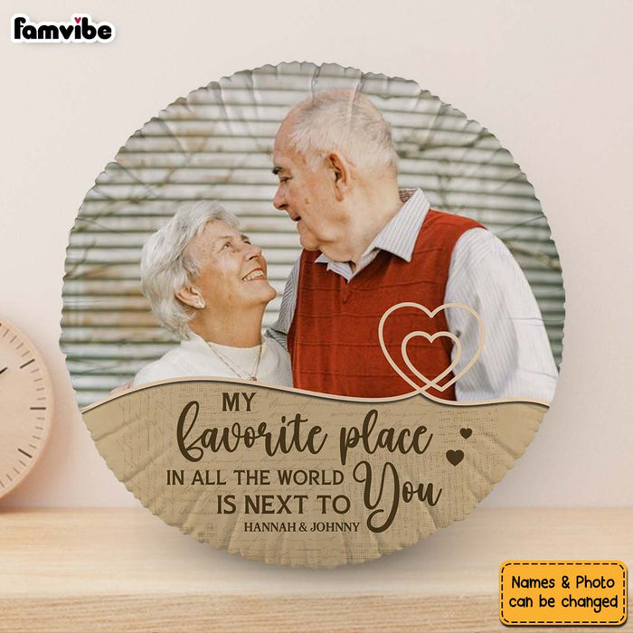 Personalized My Favorite Place in All the World Is Next to You Shaped Pillow 30638 1