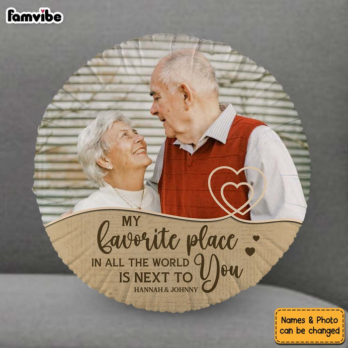 Personalized My Favorite Place in All the World Is Next to You Shaped Pillow 30638 1
