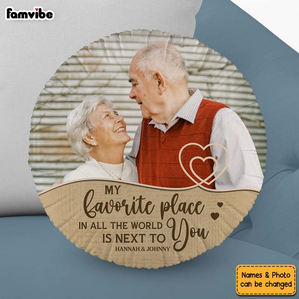 Personalized My Favorite Place in All the World Is Next to You Shaped Pillow 30638 Primary Mockup