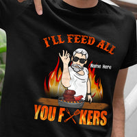 Personalized Dad Grill BBQ I'll Feed You All T Shirt JL94 24O57 thumb 1