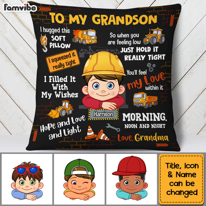 Personalized Gift For Grandson Construction Theme Hug This Pillow 30664 1