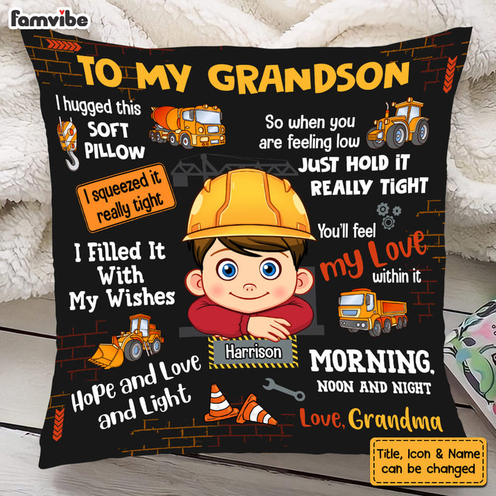 Personalized Gift For Grandson Construction Theme Hug This Pillow 30664 1
