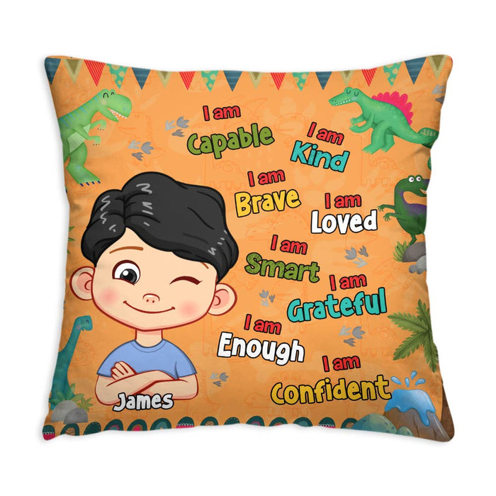 Personalized  Gift For Grandson Dinosaur Theme I Am Kind Pillow 30681 1