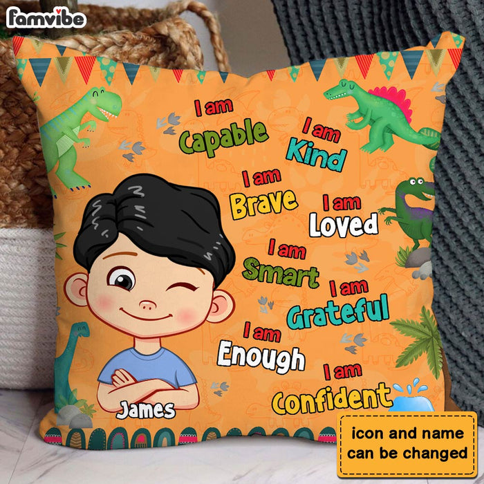 Personalized  Gift For Grandson Dinosaur Theme I Am Kind Pillow 30681 1