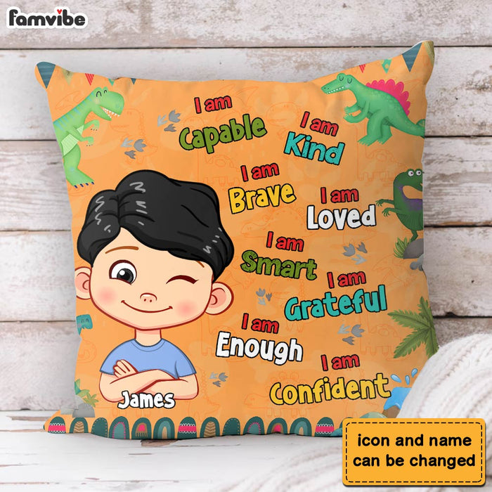 Personalized  Gift For Grandson Dinosaur Theme I Am Kind Pillow 30681 1