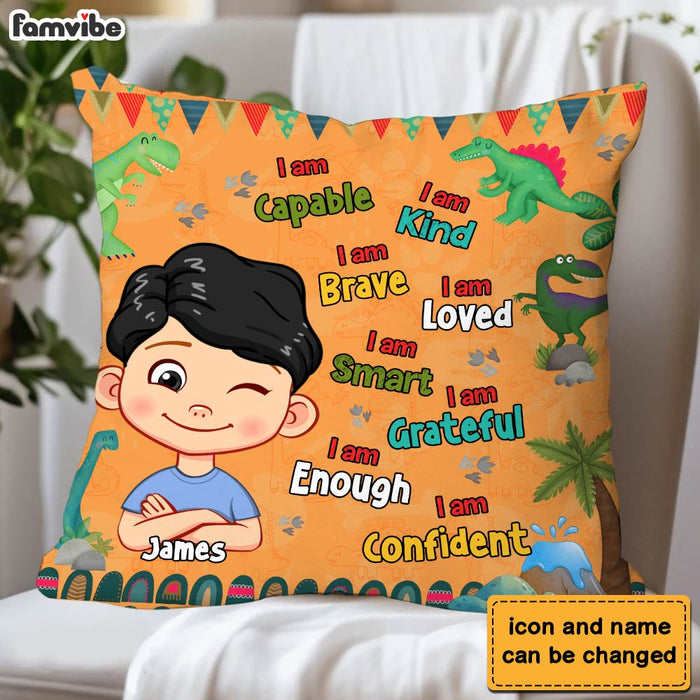 Personalized  Gift For Grandson Dinosaur Theme I Am Kind Pillow 30681 1