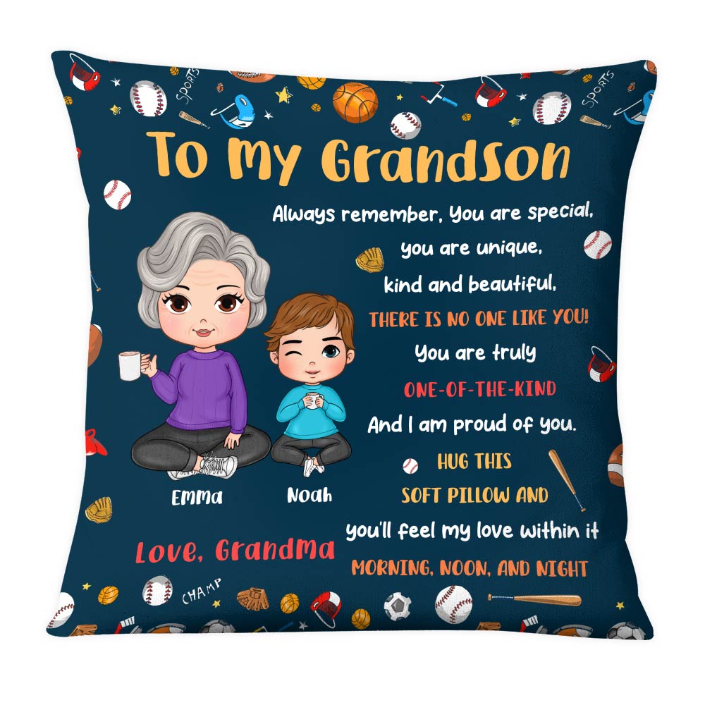 Personalized Gift For Grandson Sport Theme Hug This Pillow 30686 Primary Mockup
