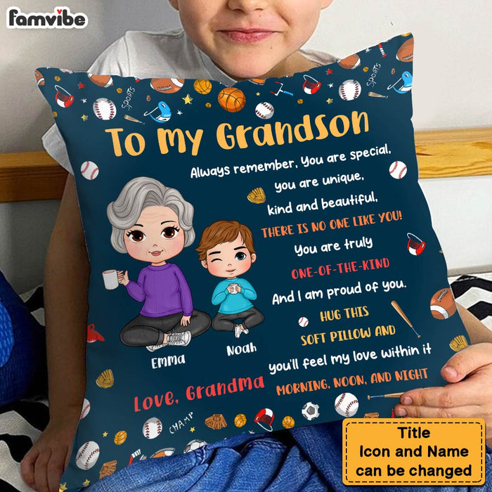 Personalized Gift For Grandson Sport Theme Hug This Pillow 30686 1