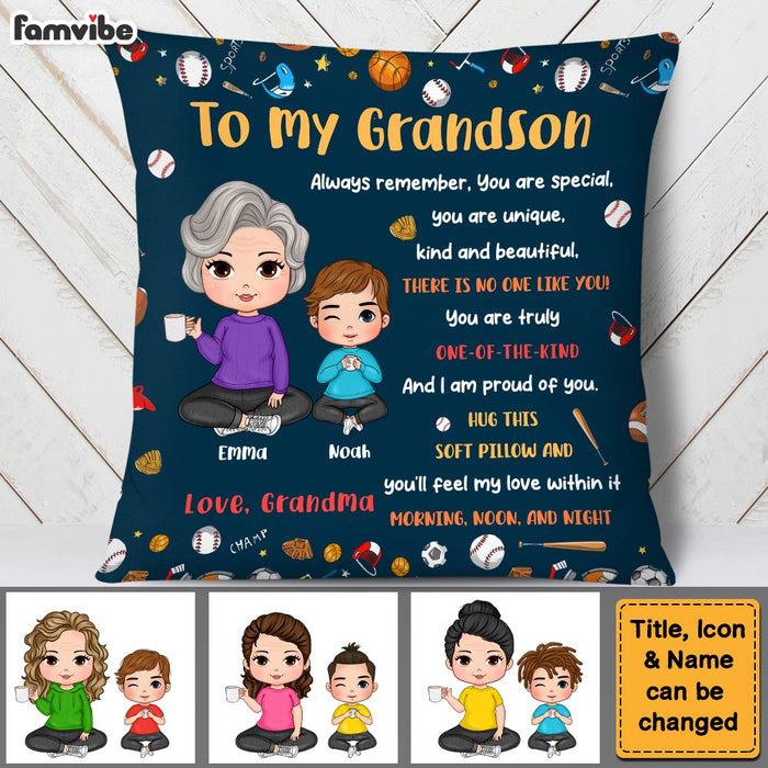 Personalized Gift For Grandson Sport Theme Hug This Pillow 30686 1