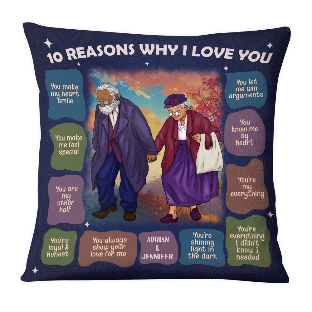 Personalized Elderly Couple Reasons Why I Love You Pillow 30715 Primary Mockup