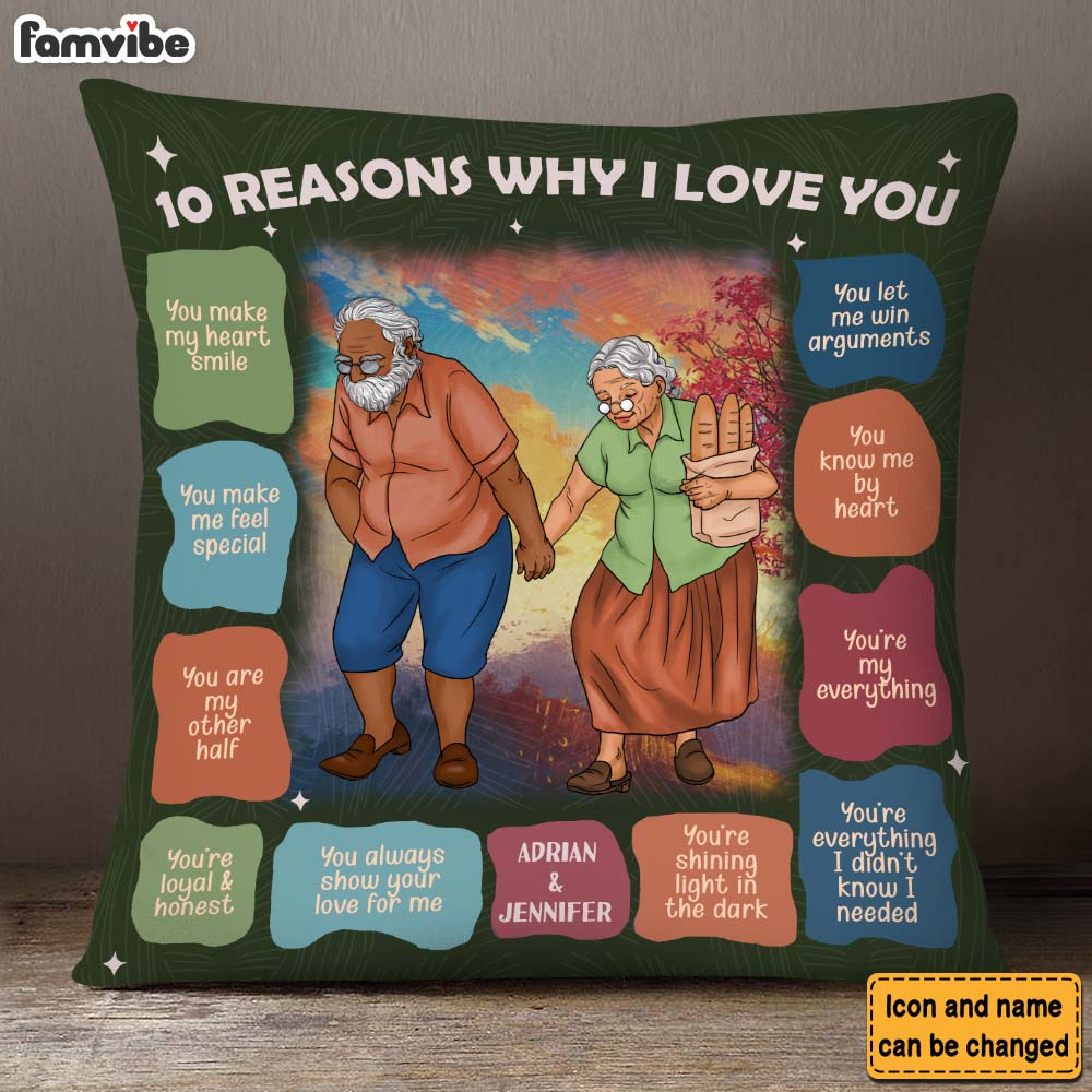Personalized Elderly Couple Reasons Why I Love You Pillow 30715 Primary Mockup