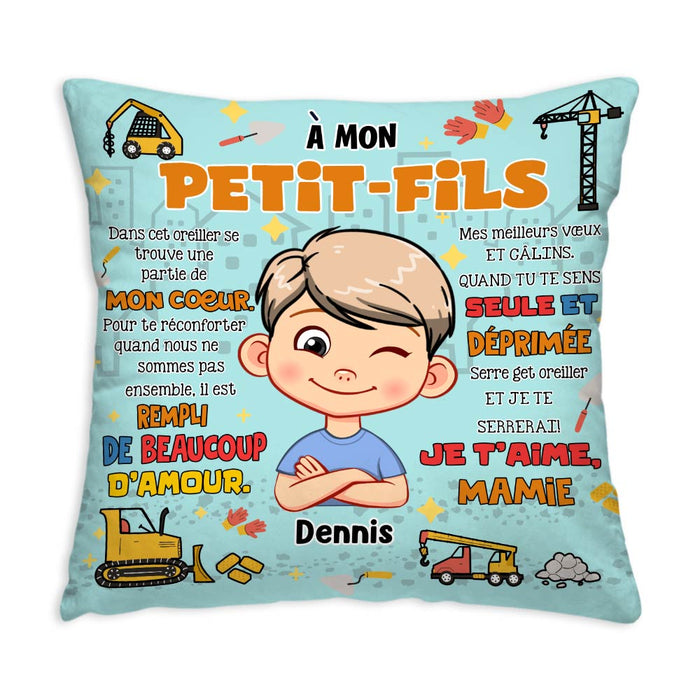 Personalized Gift For Grandson Hug This Construction  French Pillow 30726 1