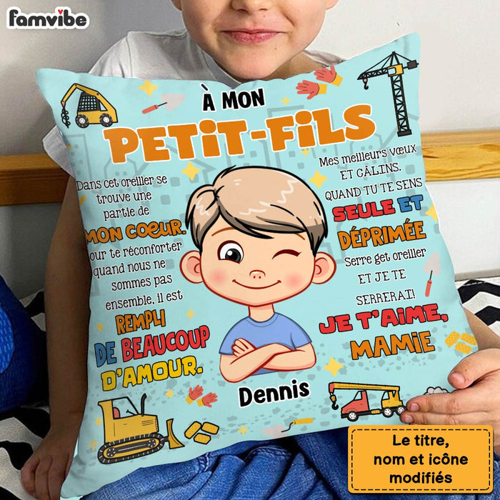 Personalized Gift For Grandson Hug This Construction  French Pillow 30726 1