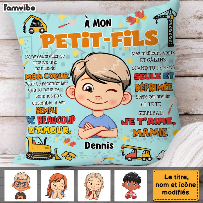 Personalized Gift For Grandson Hug This Construction  French Pillow 30726 1
