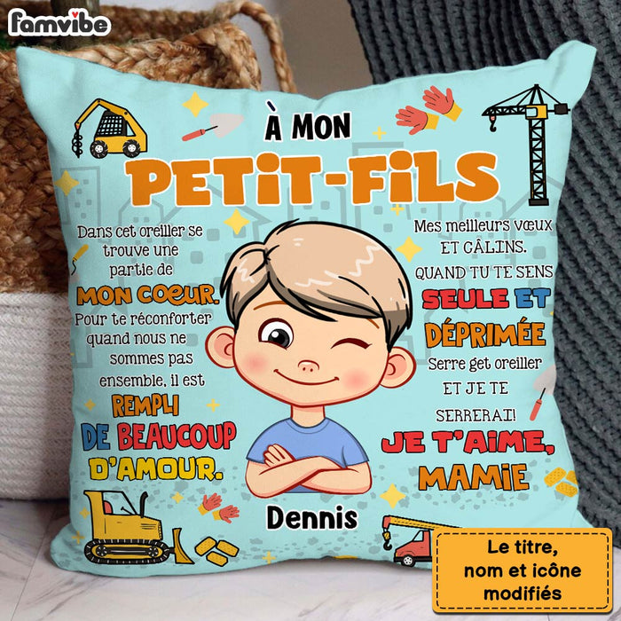 Personalized Gift For Grandson Hug This Construction  French Pillow 30726 1