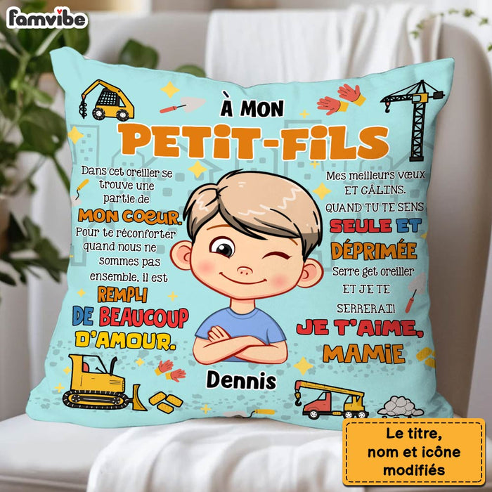 Personalized Gift For Grandson Hug This Construction  French Pillow 30726 1