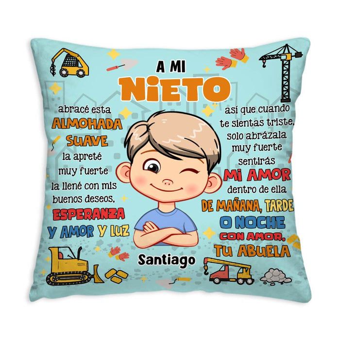 Personalized Gift For Grandson Hug This Construction Spanish Pillow 30728 1