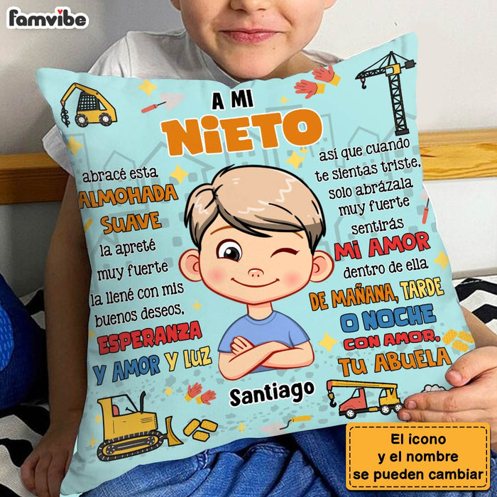 Personalized Gift For Grandson Hug This Construction Spanish Pillow 30728 1