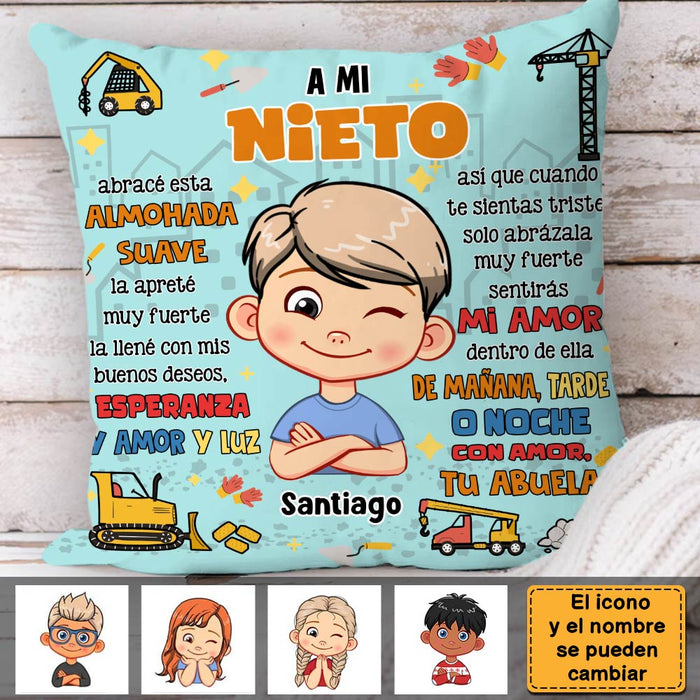 Personalized Gift For Grandson Hug This Construction Spanish Pillow 30728 1