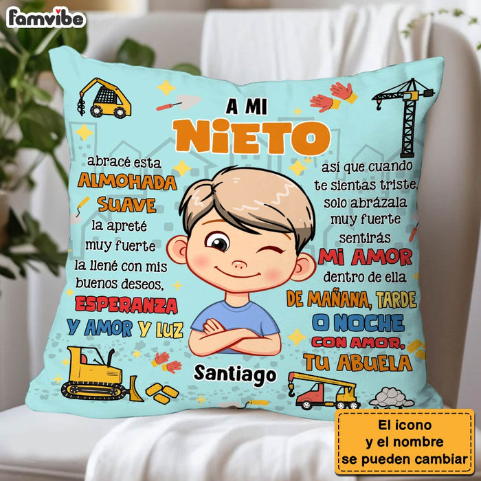 Personalized Gift For Grandson Hug This Construction Spanish Pillow 30728 1