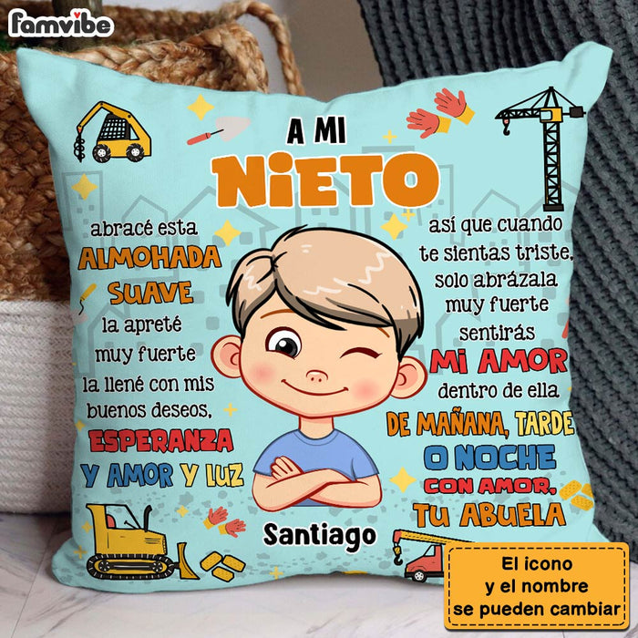 Personalized Gift For Grandson Hug This Construction Spanish Pillow 30728 1