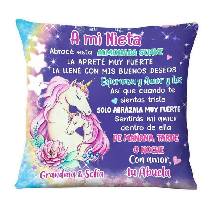 Personalized Gift For Granddaughter Hug This Pillow Unicorn Nightlight Spanish Pillow 30729 1