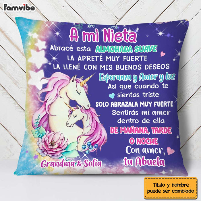 Personalized Gift For Granddaughter Hug This Pillow Unicorn Nightlight Spanish Pillow 30729 1