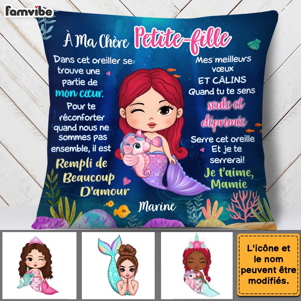 Personalized Gift For Granddaughter Mermaid French Pillow 30747 Primary Mockup