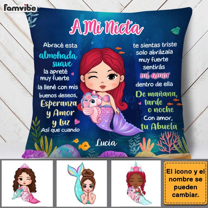 Personalized Gift For Granddaughter Mermaid Spanish Pillow 30748 1