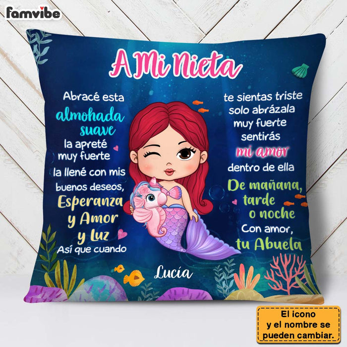 Personalized Gift For Granddaughter Mermaid Spanish Pillow 30748 1