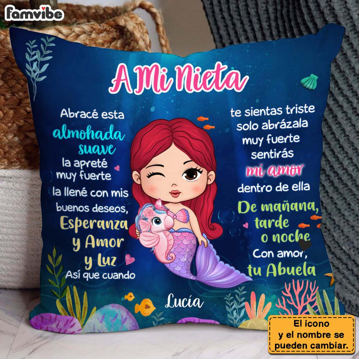 Personalized Gift For Granddaughter Mermaid Spanish Pillow 30748 1