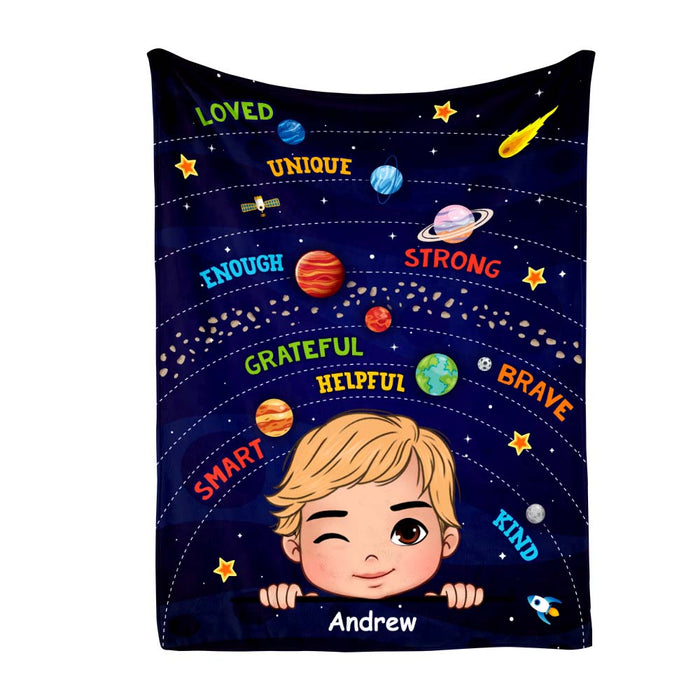Personalized Gift For Grandson I Am Kind Solar System Blanket 30793 1