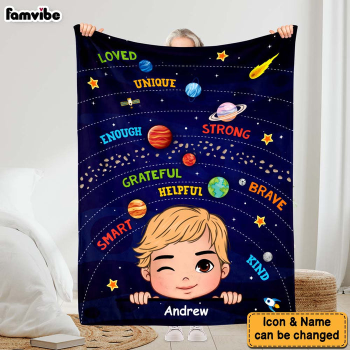 Personalized Gift For Grandson I Am Kind Solar System Blanket 30793 1