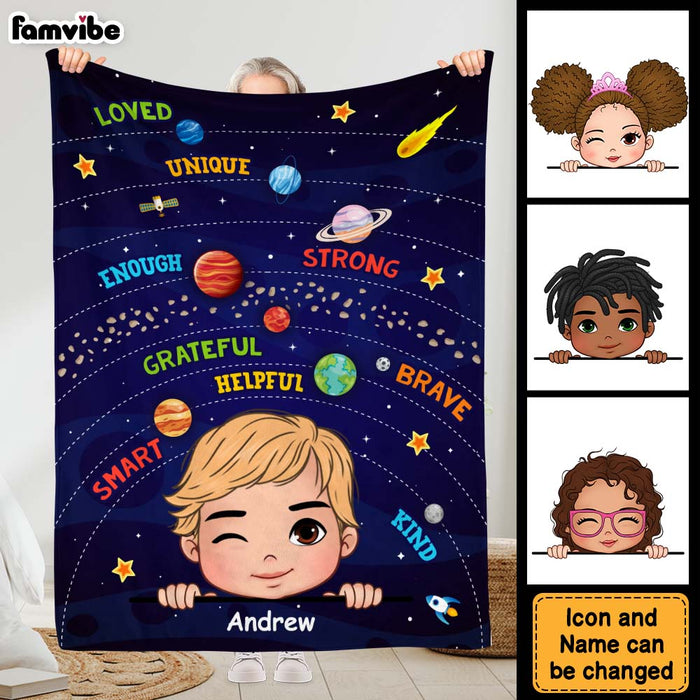 Personalized Gift For Grandson I Am Kind Solar System Blanket 30793 1