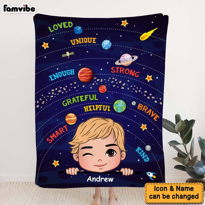 Personalized Gift For Grandson I Am Kind Solar System Blanket 30793 1