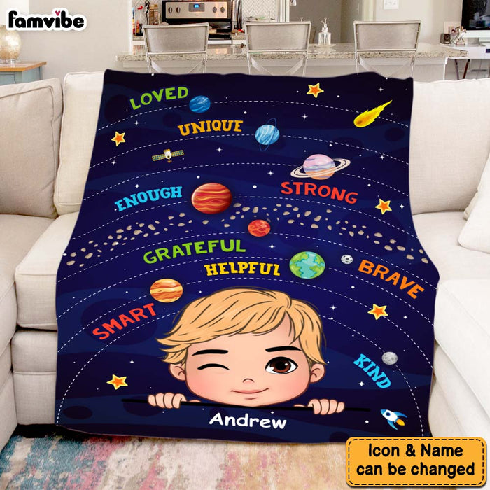 Personalized Gift For Grandson I Am Kind Solar System Blanket 30793 1