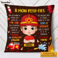 Personalized French Gift For Grandson À Mon Petit-fils Fireman Kid Pillow 30794 thumb 1