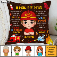 Personalized French Gift For Grandson À Mon Petit-fils Fireman Kid Pillow 30794 thumb 1
