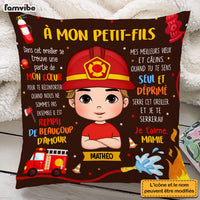 Personalized French Gift For Grandson À Mon Petit-fils Fireman Kid Pillow 30794 thumb 1