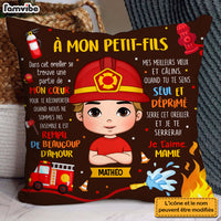 Personalized French Gift For Grandson À Mon Petit-fils Fireman Kid Pillow 30794 thumb 1