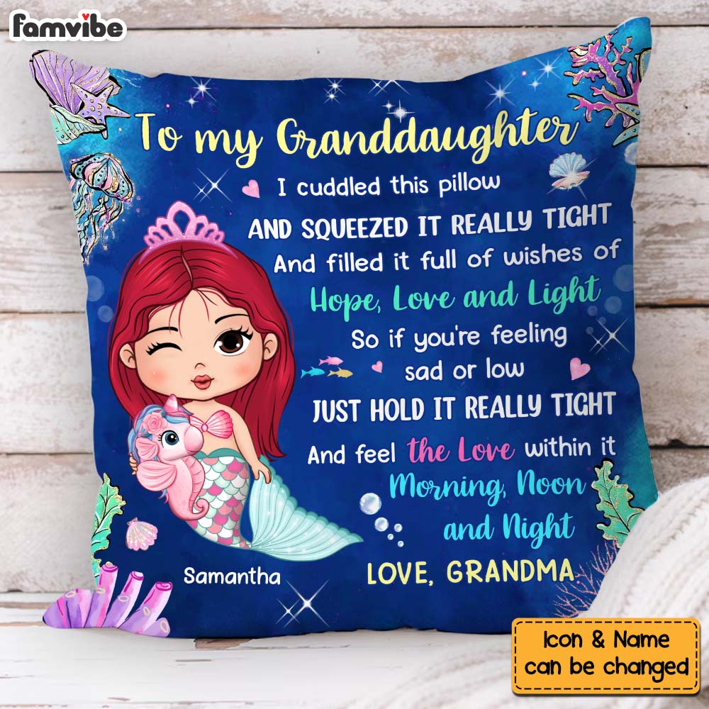 Personalized Gift For Granddaughter Hug This Mermaid Pillow 30830 Primary Mockup