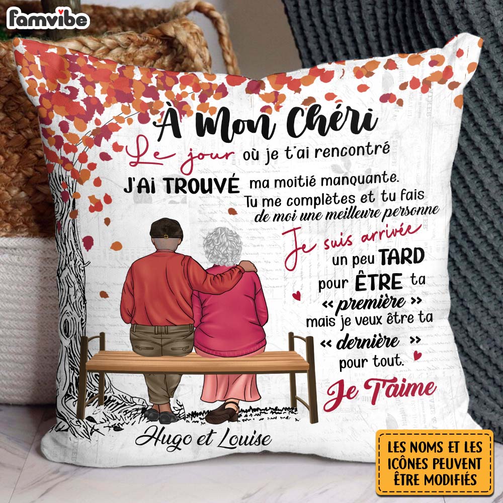 Personalized French Couple Gift À Mon Chéri (Ma Chérie) Pillow 30839 Primary Mockup