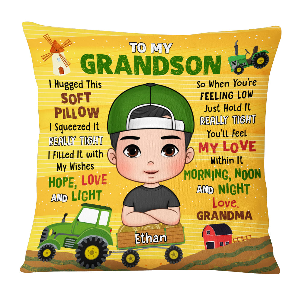Personalized Gift For Grandson To My Grandson Tractor Theme Pillow 30846 Primary Mockup