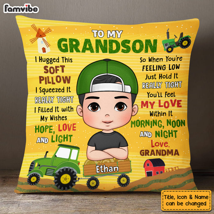 Personalized Gift For Grandson To My Grandson Tractor Theme Pillow 30846 1